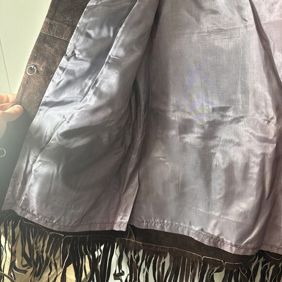Vintage Suede Leather Fringe Jacket Made In Mexico Sz42 - Picture 6 of 11